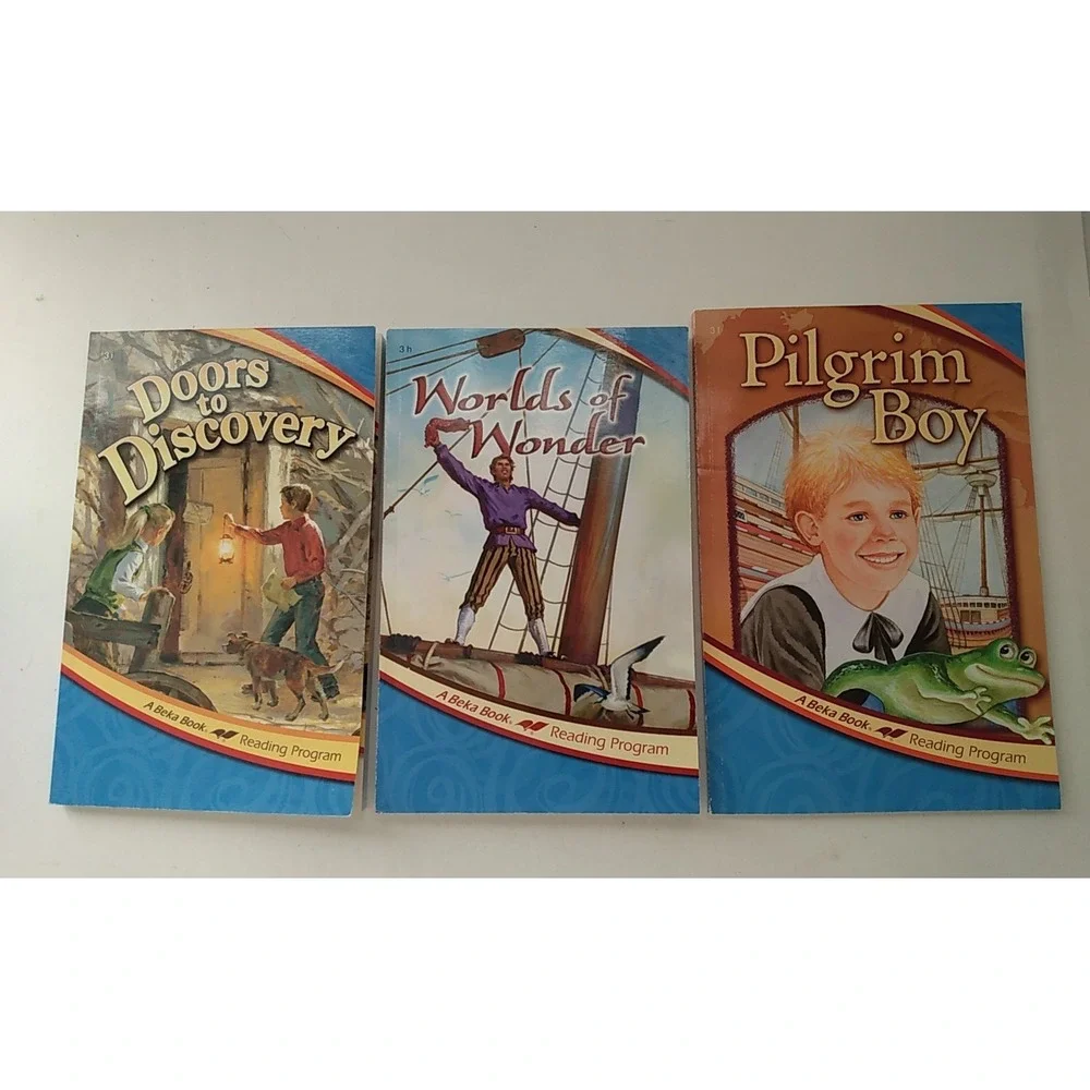 3 Abeka Grade 3rd Grade Reader Books Abeka Pilgrim Boy Worlds of Wonder Doors +